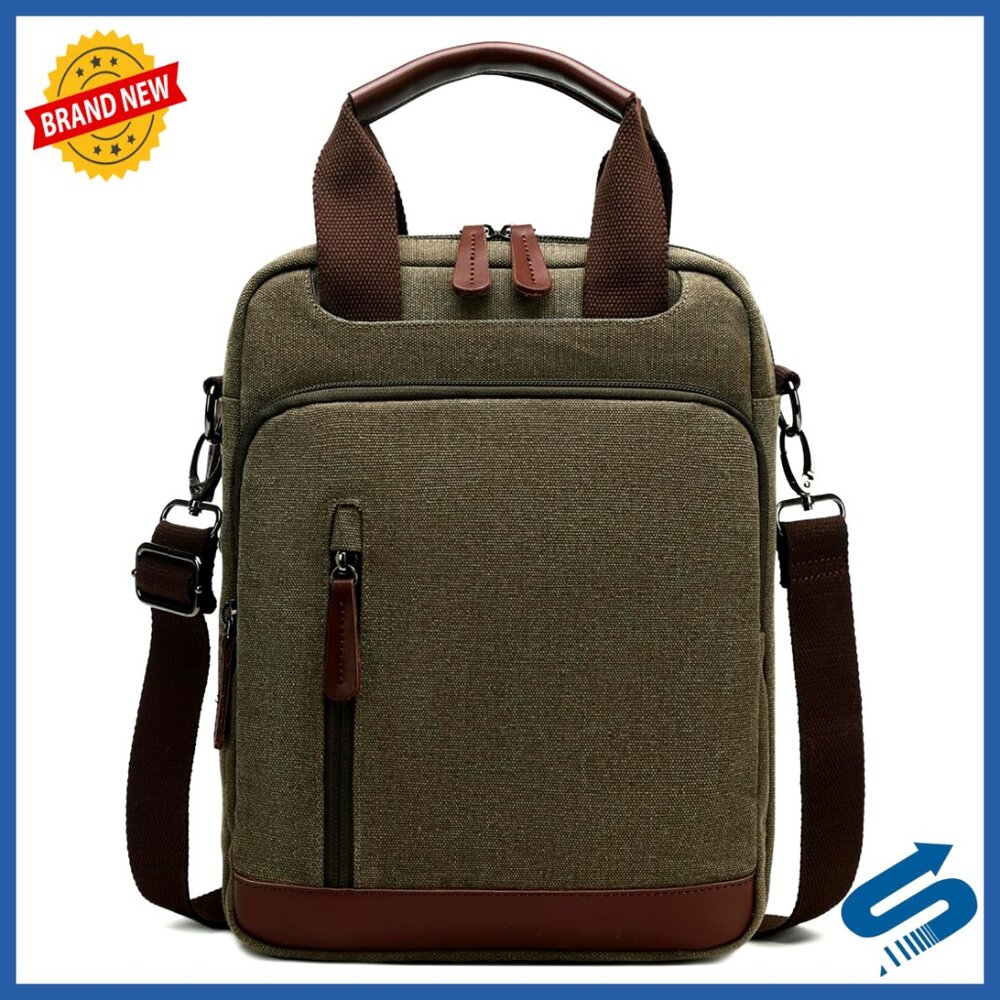 Canvas Crossbody Messenger Bag Water Resistant Adjustable Strap Multiple Pockets
